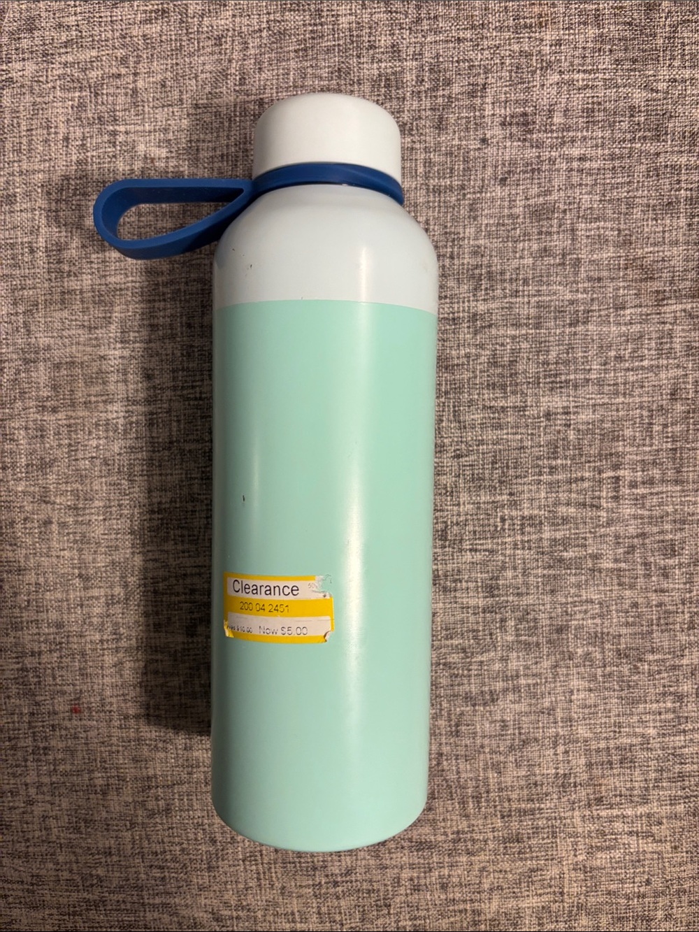Mint Green Stainless Water Bottle with Blue Handle